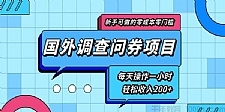 新手零成本国外调查问券项目 每天一小时轻松收入200+